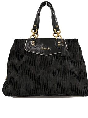Coach Ashley RARE 2012 Black Gathered Satin Satchel Bag NWOT #H1282-F20050
